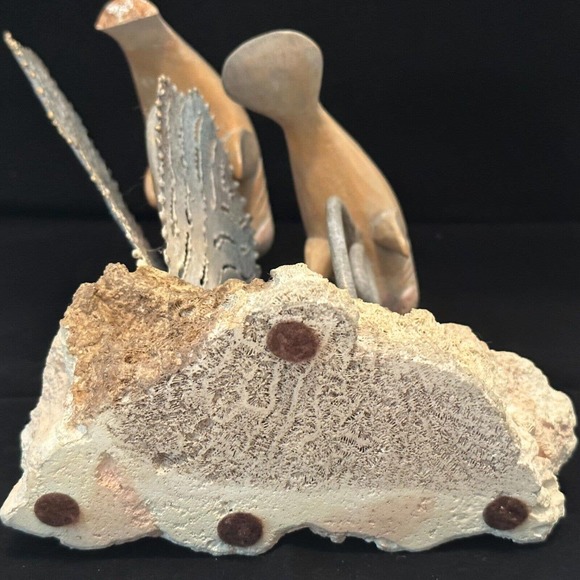 Coastal Decor "Wooden Manatee w/Metal accents on Stone base" Mixed Media - Picture 10 of 12